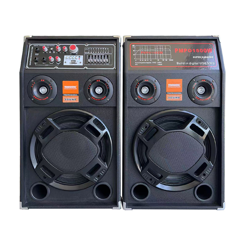 Set 2 Boxe, At Performance, Profesionale Active Smart Bass 284, 600W, Functie Bluetooth, SD Card, USB, Jocuri de lumini, Amplificator si Egalizator, Microfon Wireless + Telecomanda